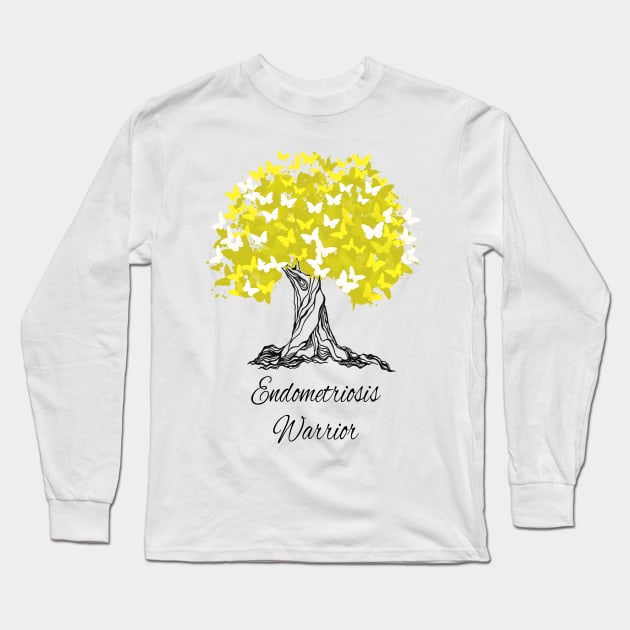 Endometriosis Warrior Women Tree Hope Gifts Long Sleeve T-Shirt by MerchAndrey